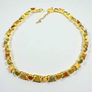 Vintage Anne Klein Multicolored Resin Geometric Tile Link Necklace